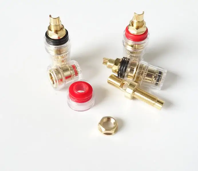 Wholesale and retail 20pc Gold Plated Copper Speaker cable amp Binding post Terminal Plug tube audio free shipping