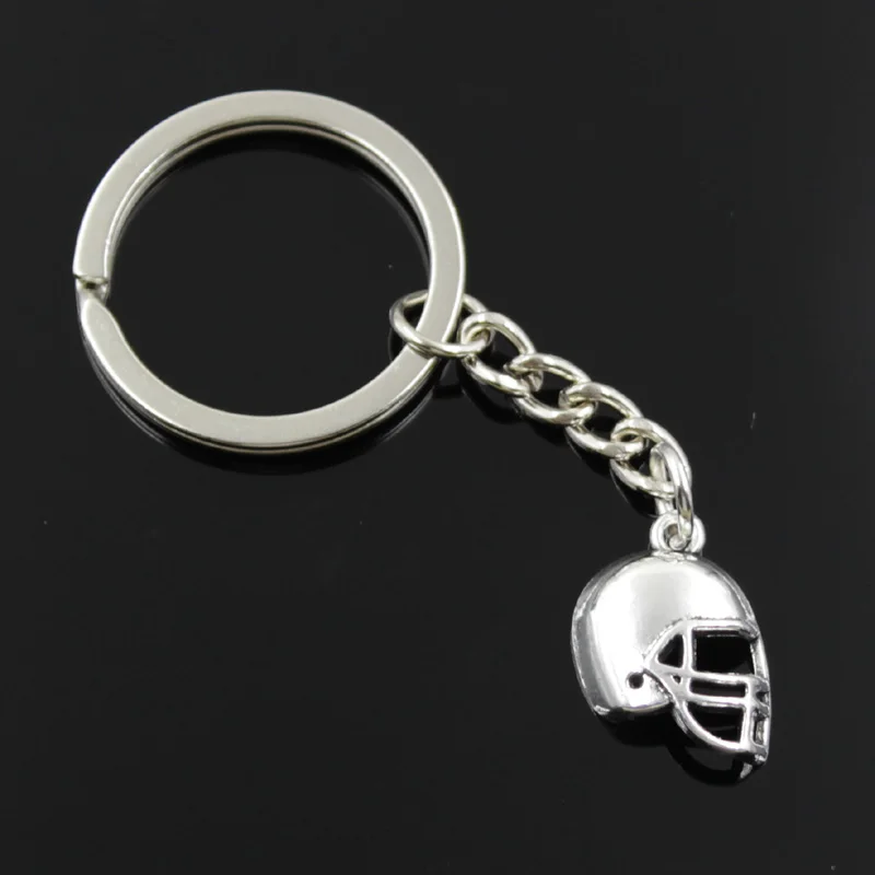 New Fashion Men 30mm Keychain DIY Metal Holder Chain Vintage Soccor Football Helmet 20x15mm Silver Color Pendant Gift