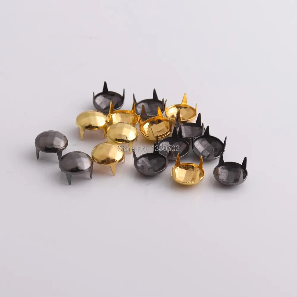 100pcs gold and black color 10*5mm Round Studs Rivet 8 Claws Spike Punk Bag Belt Bracelets Clothes