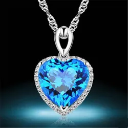 S925 Heart Created Topaz Pendant Sterling Fine Jewelry Bridal Wedding Engagement Love Necklace Pendants Bijoux Femme No Chain