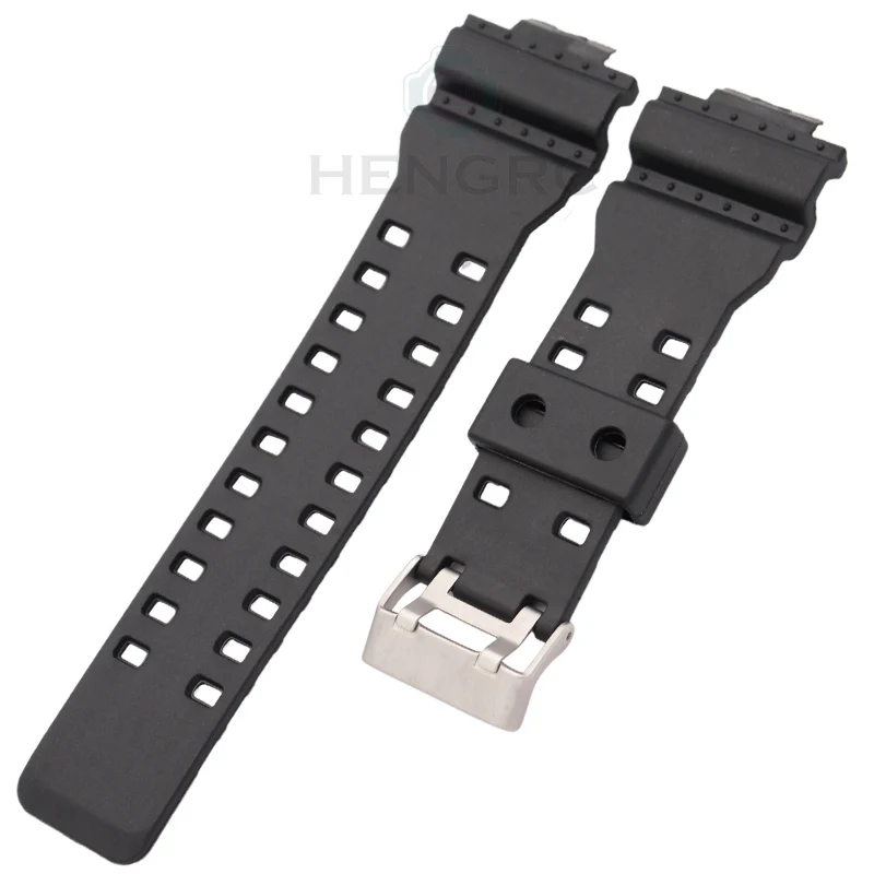 16mm PU Watch Band Strap Replacement Black Waterproof Watchbands Accessories For GA-110 / GA-100 / GA-120 / GA-200