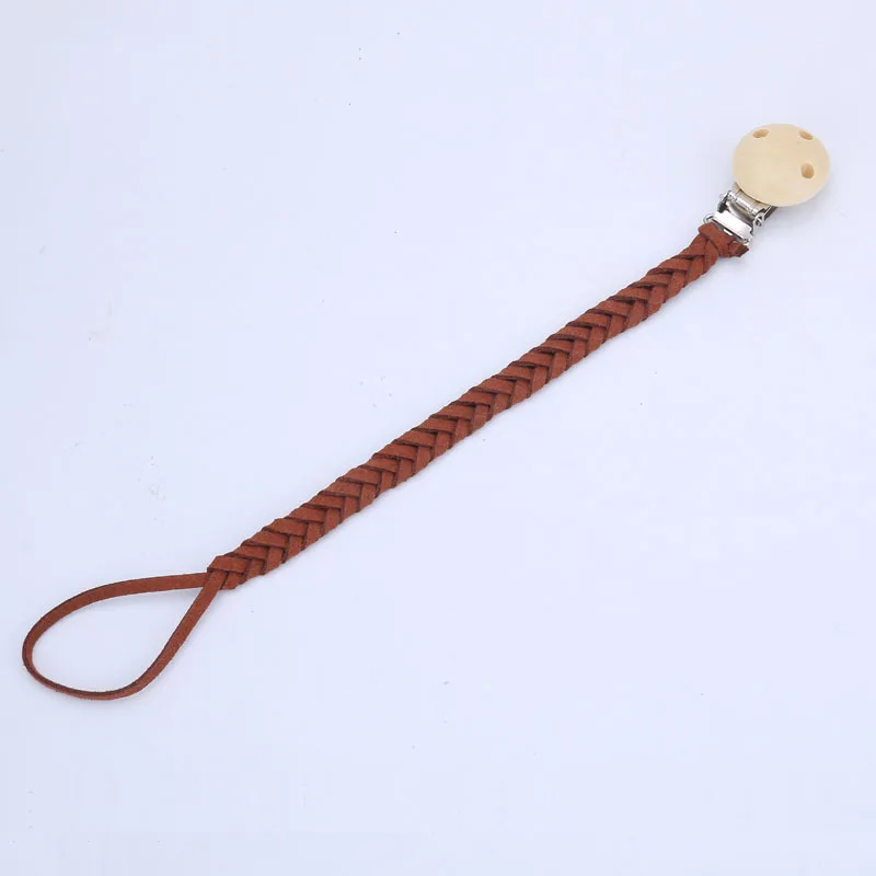 Casual Leather Braided Baby Pacifier Chain Dummy Clip Strap Soother Nipple Holder Chains For Infant Baby Newborn Feeding Care