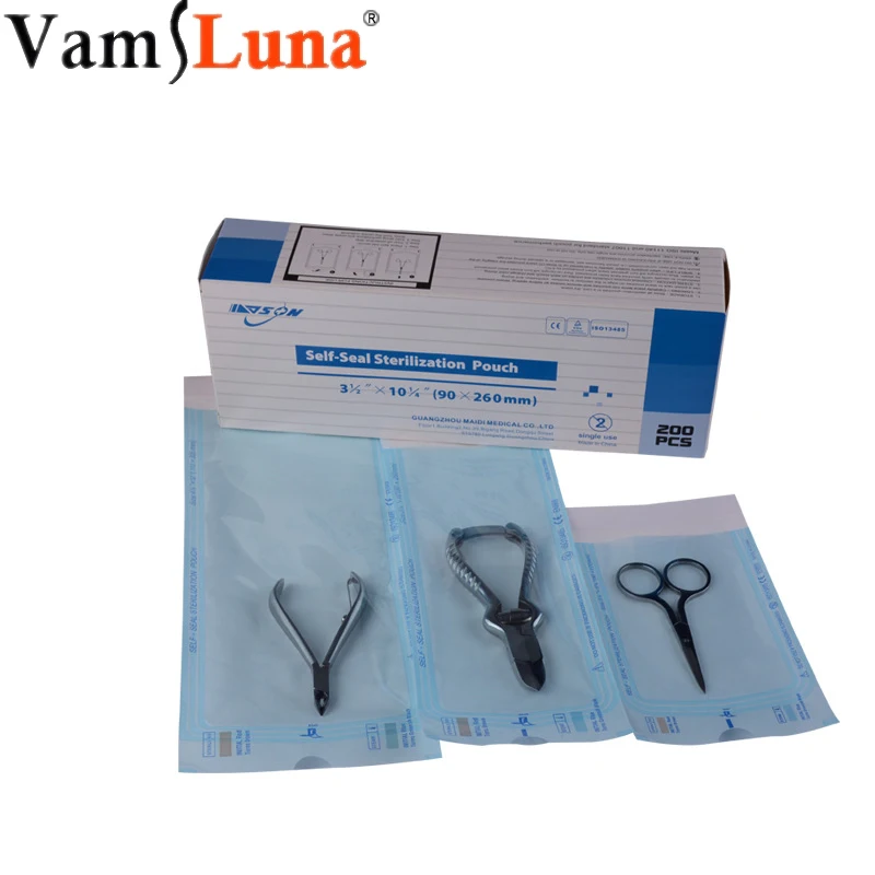 200 PCS Self Sealing Sterilization Pouch For Nail Tools Medical Grade Paper Disposable Dental Tattoo Tool Storage Bag