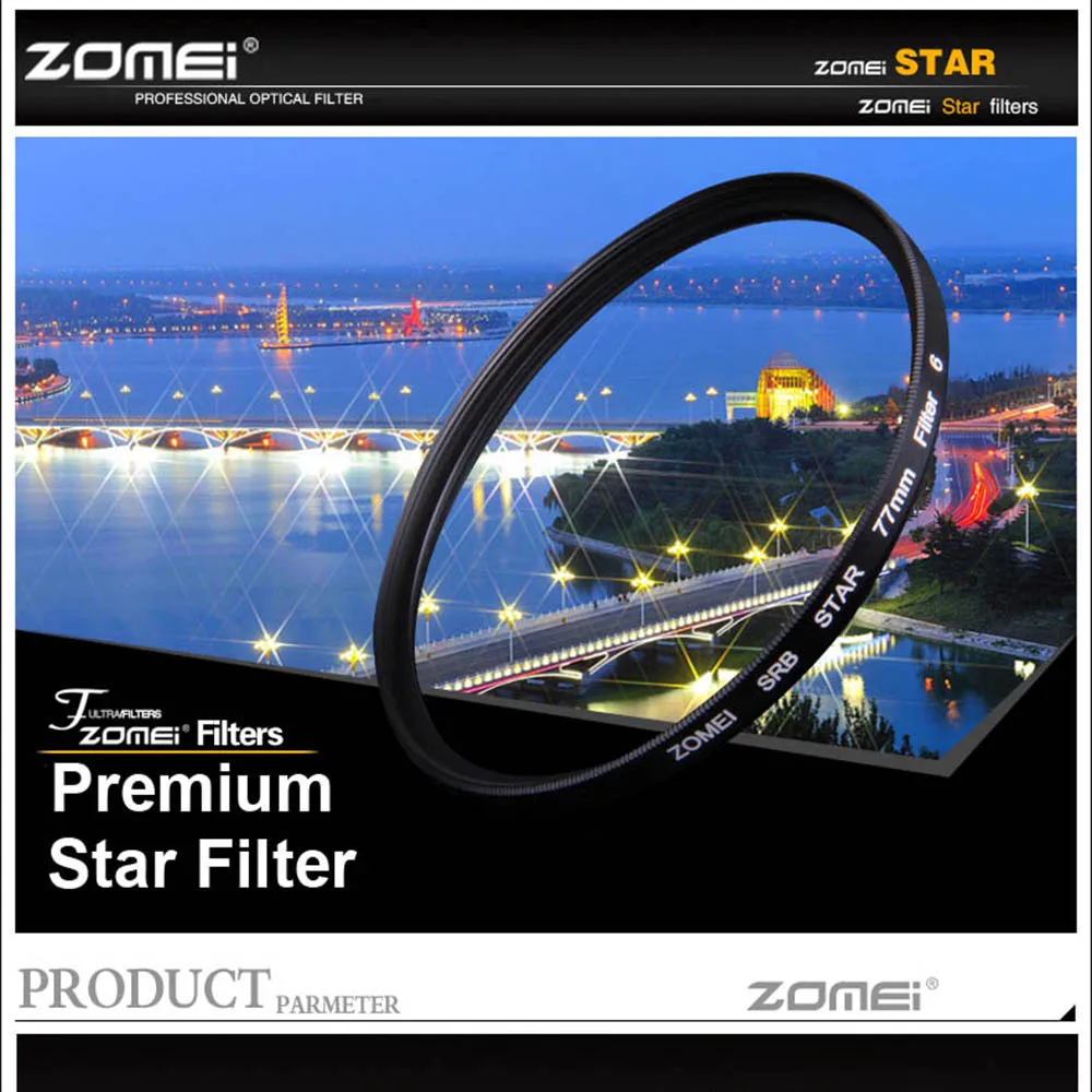 Nowy Zomei 52/55/58/62/67/72/77/82mm filtr gwiazdkowy 4/6/8 punkt krzyż gwiazda-efekt gwiazda obiektyw filtr do aparatów Canon Sony Nikon firmy