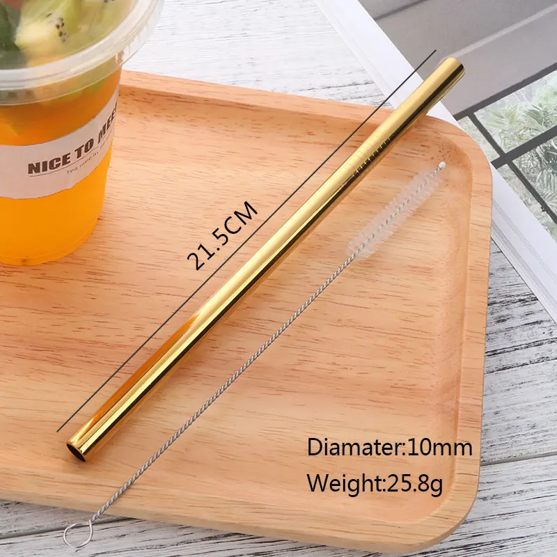 2 Pcs 10/12 mm Extra Wide Straw 304 Stainless Steel cocktail tubes Metal Drinking Straw For Smoothies Tapioca Pearls Milk Tea