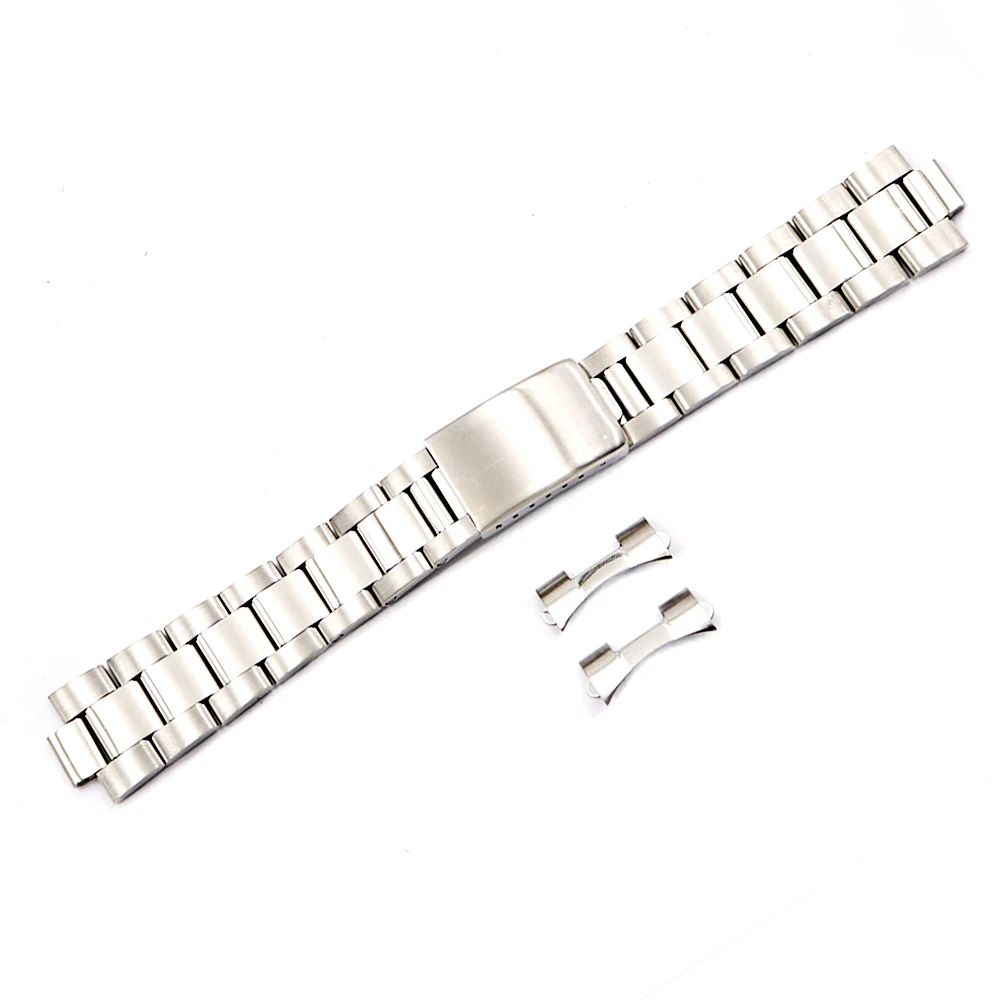 CARLYWET 19 20mm 316L Stainless Steel Two Tone Gold Silver Watch Band Bracelet Hollow Curved End For Vintage Oyster