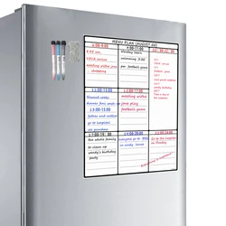 Feuille de tableau blanc effaçable à sec A3 pour réfrigérateur de cuisine, organisateur familial, mémo de licence de repas, liste de courses, tableau blanc