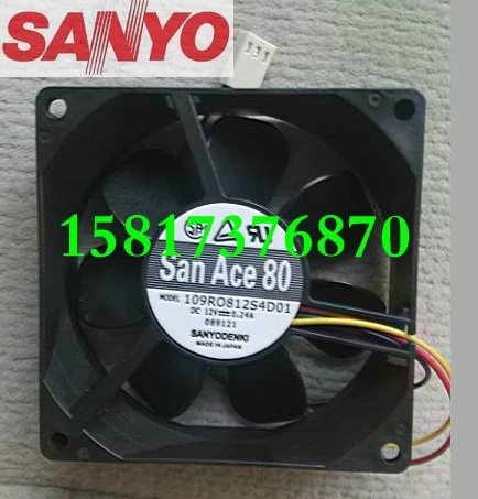 

For Sanyo 109R0812S4D01 8cm 80mm 8025 DC 12V 0.24A three-wire ball server inverter fan