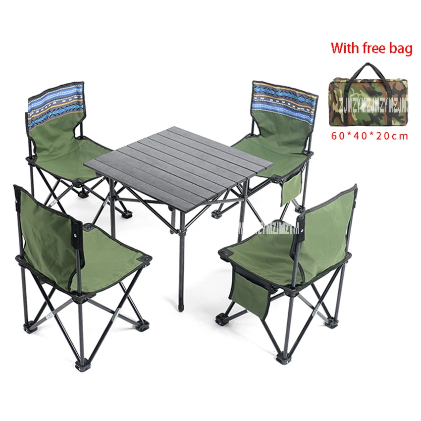 5 in 1 Portable Folding Foldable Oxford Cloth Chair Table Set Outdoor Hiking Fishing Camping Chair For Family Group Picnic