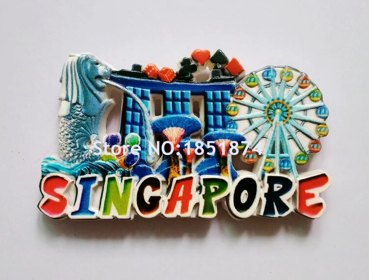 Wedaredai Magnete Frigorifero Singapore 3D In Resina 7x5 Cm Souvenir Di Viaggio