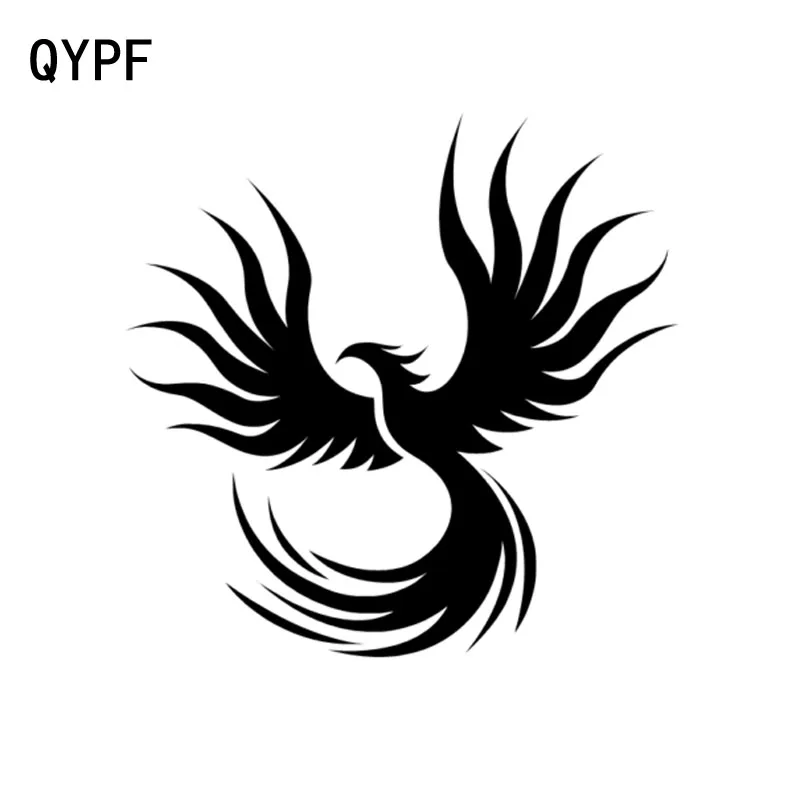 QYPF 15CM*14.8CM Fashion Animal Flaming Phoenix Bird Vinyl Car-styling Car Sticker Decal Black/Silver C15-1020