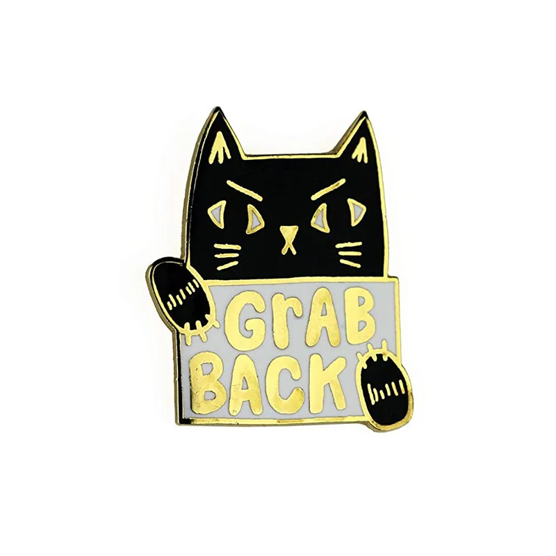 Grab back feminist enamel pin cat pussy protest brooch resistance resist Trump agenda women rights badge activist lapel pin punk