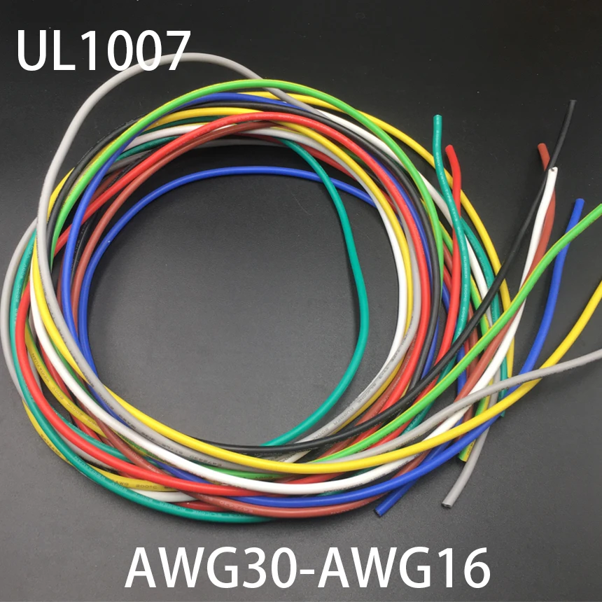 26AWG 1.3mm OD 24AWG 1.4mm OD UL1007 300V 80C Wrapping Tinned Copper Silicone Rubber Stranded Braid Electrical Wire Cable Cord