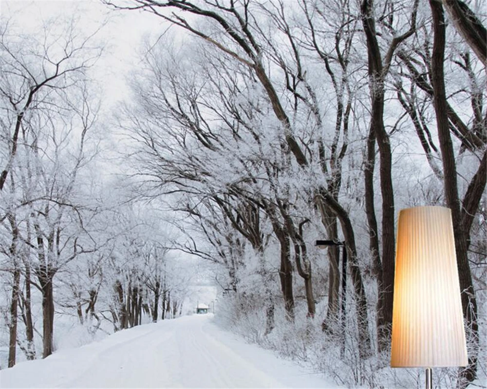 Custom size wallpaper snow landscape white frost forest mural city corridor tree landscape decorative painting 3d wallpaper