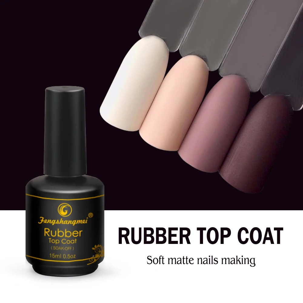 Fengshangmei 15ml Matte Rubber Top Coat Gel Polish Seal UV Neon Art Design Matte Base Coat Gel Vanishes Popular Gel Lak Lacquer