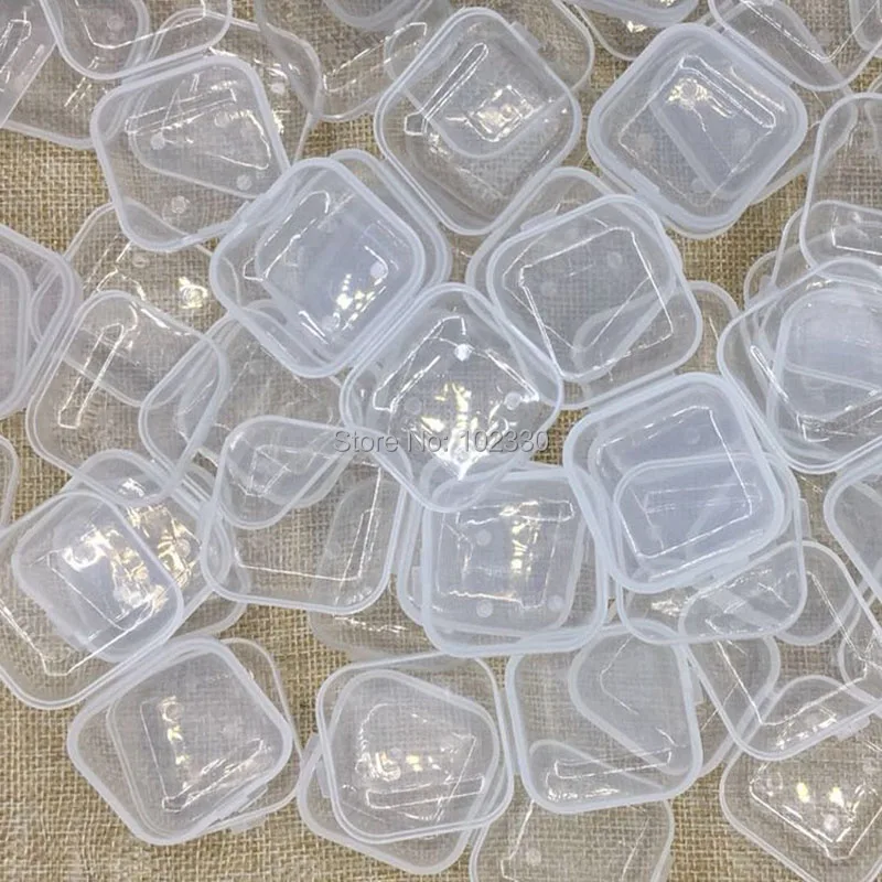 1000pcs Mini Clear Plastic Small Box Jewelry Earplugs Storage Box Case Container Bead Makeup Clear Organizer Gift