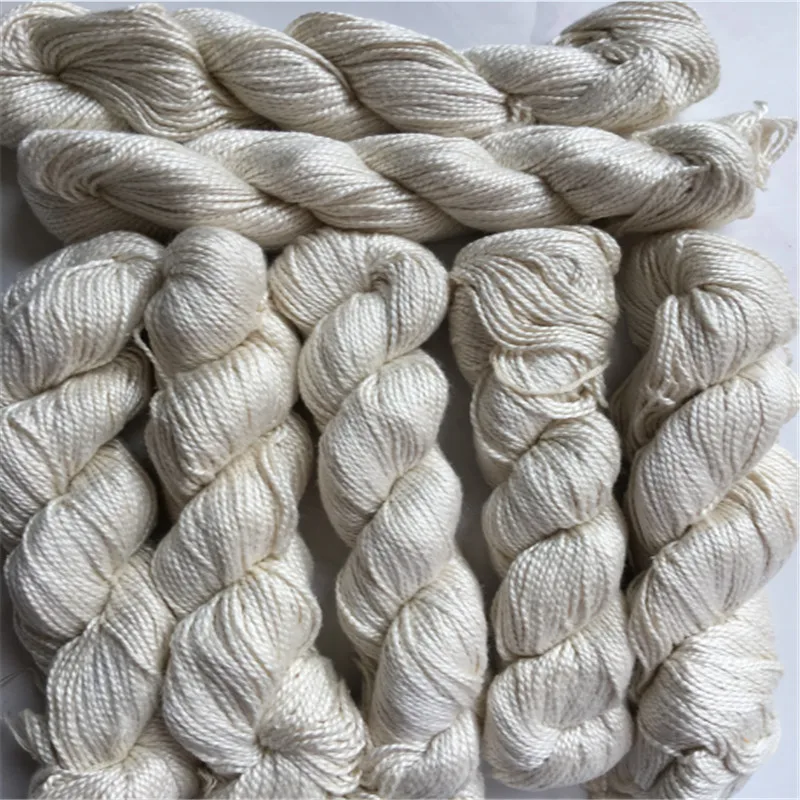 Wholesal undyed natural silk yarn 100% mumberry silk yarn hand knitting raw yarn  50g/piece