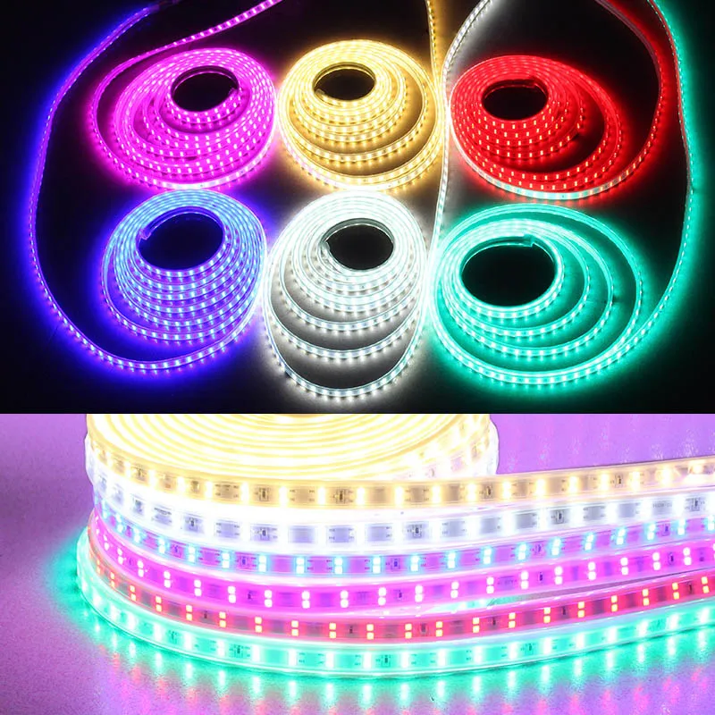 Waterproof LED Strip IP65 LED Tape 120 LEDs/M String Lights SMD2835 Flexible Light Garden Lamp Two Row LED Strips 220V Ribbon