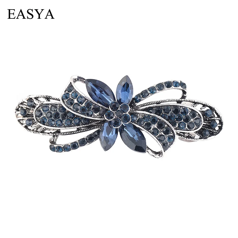 EASYA New Vintage Crystal Barrettes Hair Accessories Women Girls Elegant Butterfly Leaf Bowknot Hairpins Headwear Jewelry