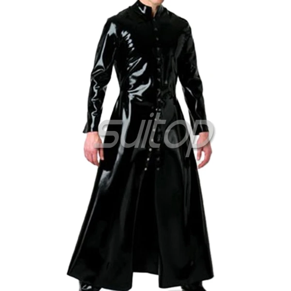 Latex wind mantel latex lange jacke für mann