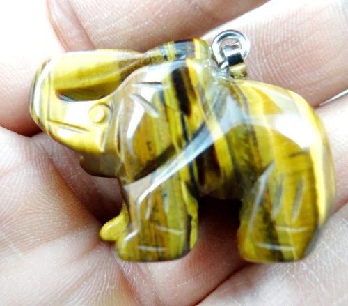 Natural Stone Turquoises Quartz crystal tiger eye Elephant pendant for diy Jewelry making necklace Accessories