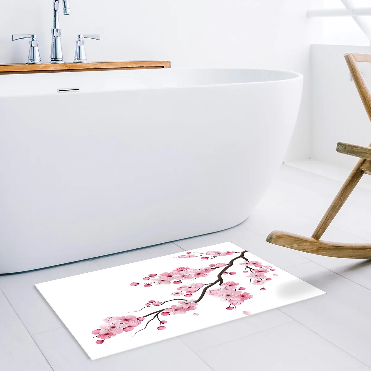 Dear House Doormat Japanese Cherry Blossom Bathroom Mat Outside Waterproof Shoes Scraper Entryway Rug Home