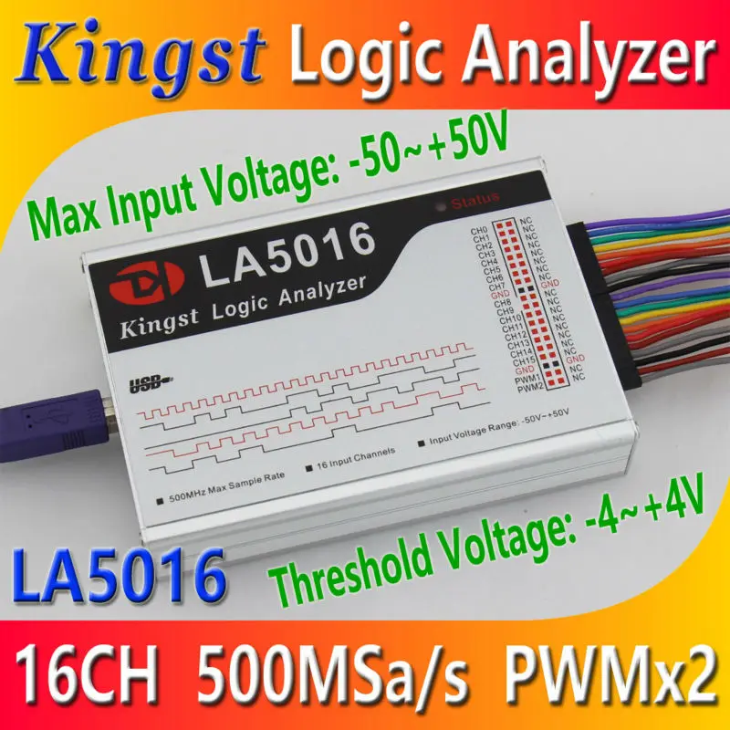 Kingst LA5016 USB Logic Analyzer 500M max sample rate,16Channels,10B samples, MCU,ARM,FPGA debug tool, English software