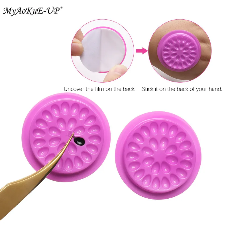 Soporte de plástico desechable para pestañas, adhesivo, paleta para extensión de pestañas, herramientas de maquillaje, 100 unidades