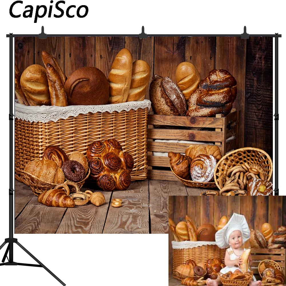 Capisco Photography backdrops Bread wooden wall floor Photo background baby shower backdrop newborn birthday party photo props