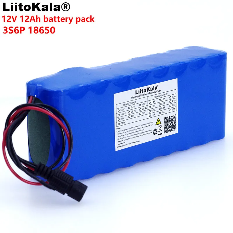 LiitoKala 12v 12A 18650 bateria litowa 12000 mAh pojemność litowa bateria z systemem BMS 75W zamek elektroniczny kamera monitorująca UES