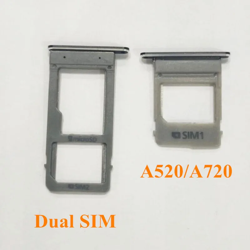 10 stks/partij Single & Dual SIM Card Tray Slot Micro SD Kaart Lade Houder Adapter voor Samsung Galaxy A520 A720 a5 2017 A7 2017