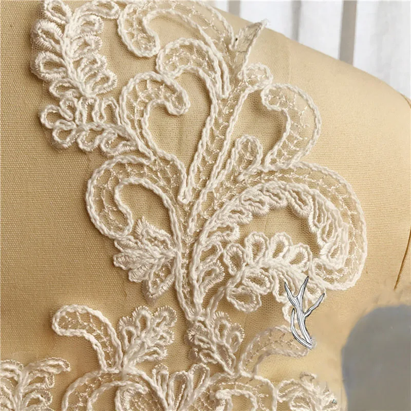 20Pieces Wedding Dresses Lace Applique Accessories Embroidered Lace Appliques Fabric Ivory White DIY Sewing Material