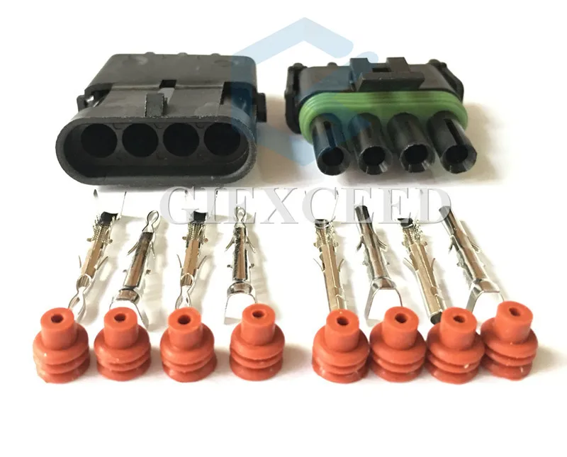 2 Sets 4 Pin Starter 12015797 12010974 Automobile Connector Female Male Weather Pack Electrical Sealed Wiring Socket