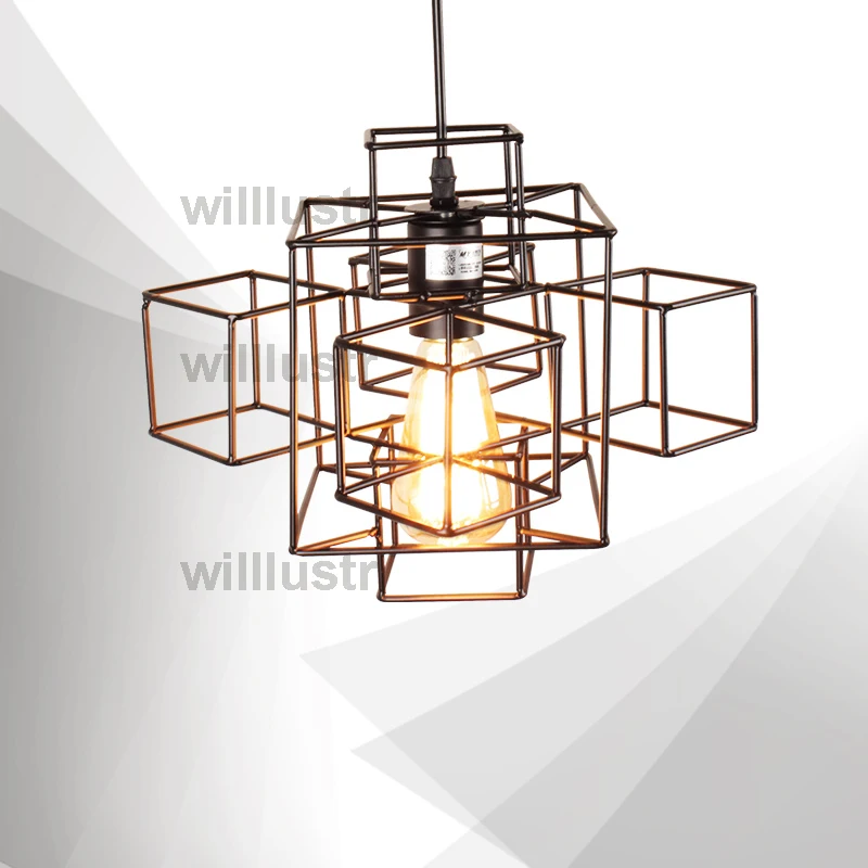 Willlustr metal abstract geometry PENDANT LIGHT industry loft Edison Bulb hanging lighting American country suspension lamp