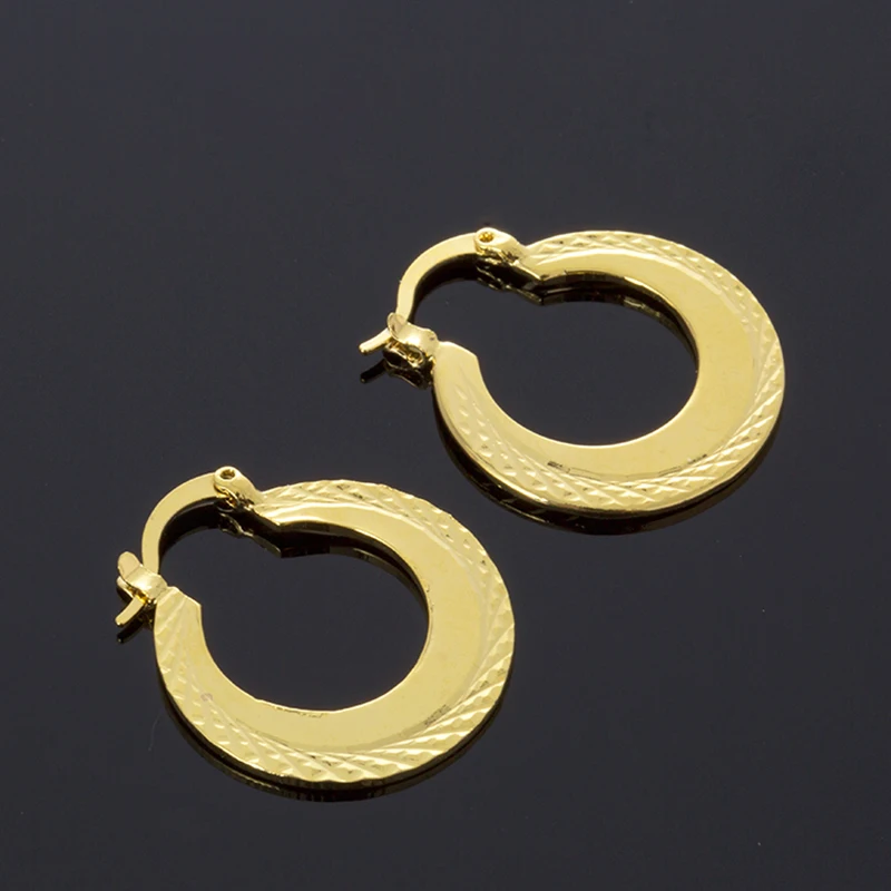 2.5cm Africa Habesha Fashion Jewelry 24k Gold color Round Ethiopian Earrings,Indonesia,Nigeria,Congo,arab for Women Wedding Gift