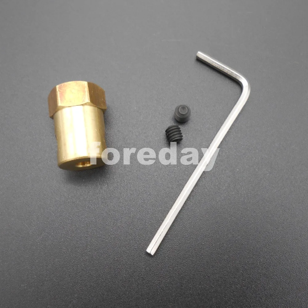 Motor de eje de rueda de latón de 5 piezas y 4MM, Hexagonal, longitud Total 18mm, acoplador de acoplamiento M4 de 12MM + 2 llaves inglesas * FD250X5 + 2