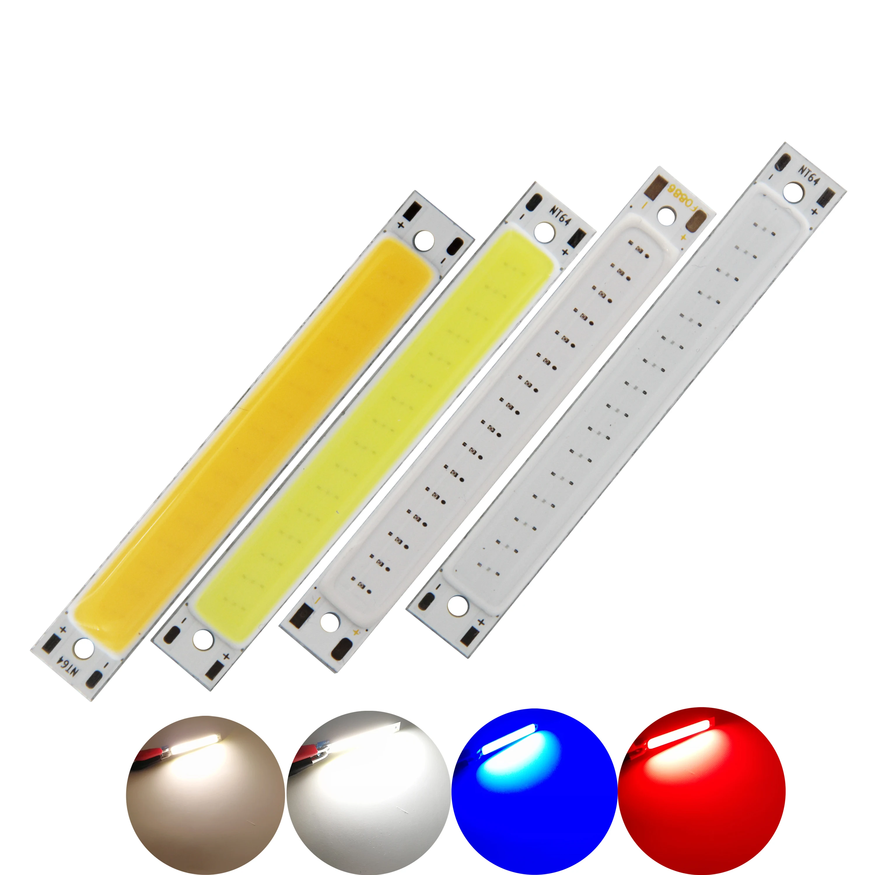 manufacturer 60mm 8mm LED COB Strip 1.5W 3W 3V 3.7V DC Warm White Blue Red COB LED source for DIY Bicycle work lamp light