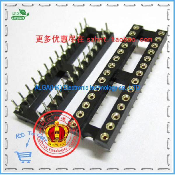 Free shipping .28P narrow hole round pin DIP IC socket DIP28 IC socket 28 pin hole seat