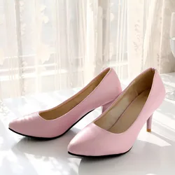 2018 Women Pumps Shoes Medium(b,m) Sale Big Size 31-46 New Brand Bottom High Heels Pumps Candy Colors Pointed Toe Hot 909-1