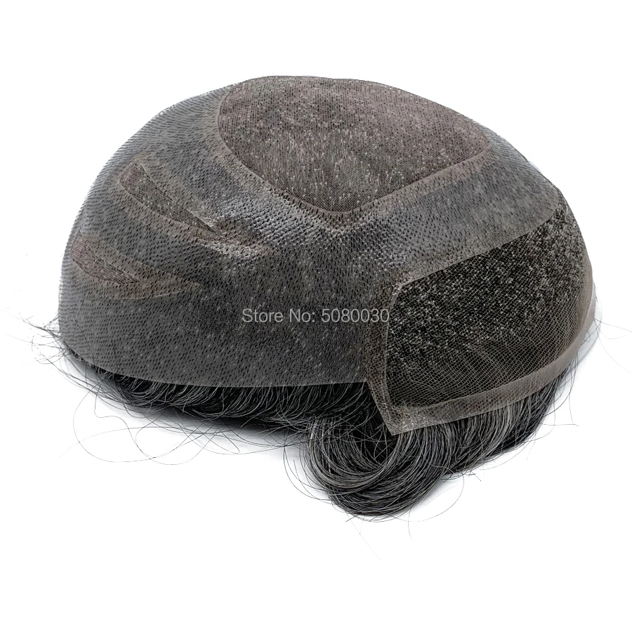 Hair Toupee Human Hair Men Top Mono Lace And Front Swiss Lace Wig Natural Hair Men