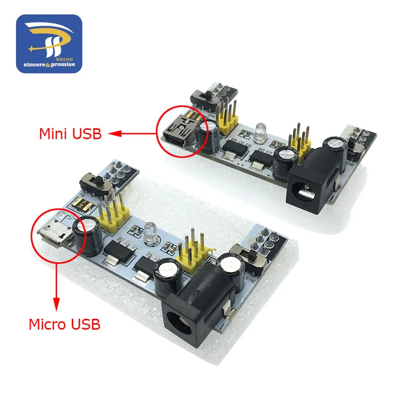 MB102 Mini Micro USB Interface Breadboard Power Supply Module MB-102 Module For Arduino DIY Kit White DC 7-12V 2 Channel Board