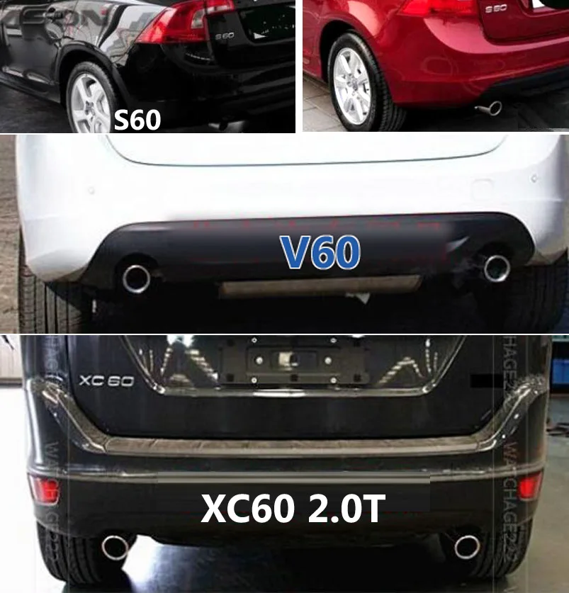 2Pcs Stainless Steel Exhaust Muffler Tip For VOLVO XC60 2009-2013 2.0T Tail Pipe Tailpipe Finisher End Trim Mufflers Tip Cover