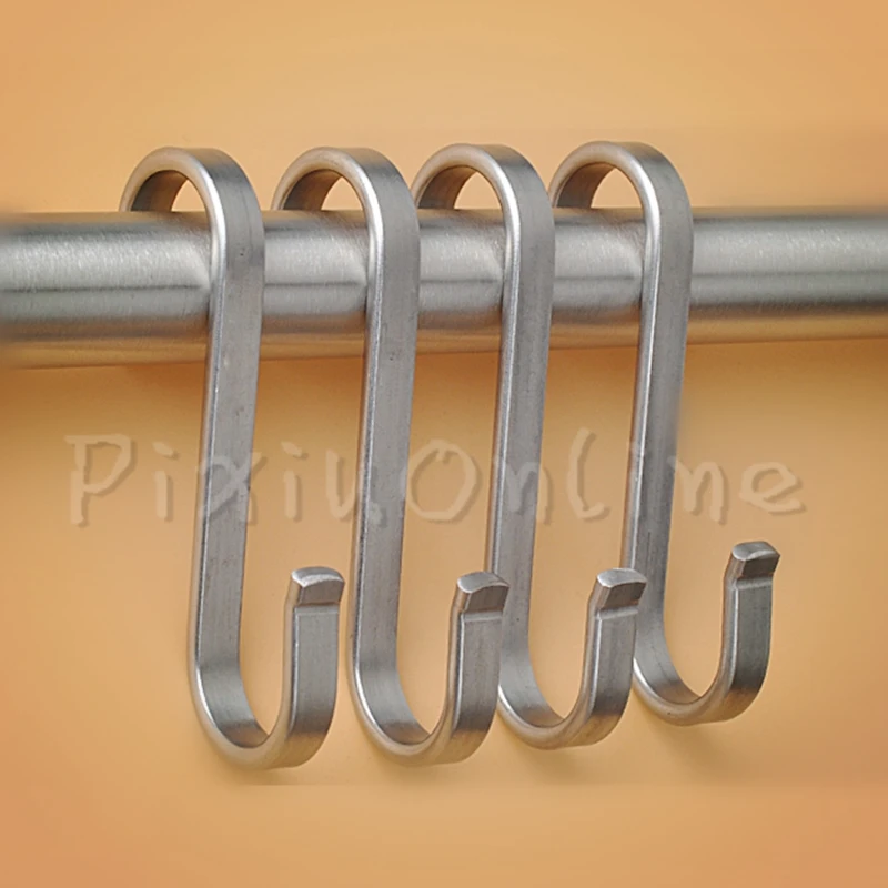 2PCS ST033b S Shaped Hooks Stainless Steel Non-trace flat 2MM Thick House Kitchen Hanging Hanger Clothes Storage Rack Tool