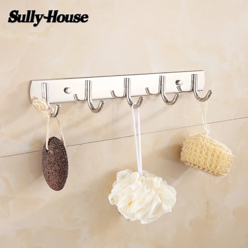 Sully House Stainless Steel Bathroom 3-8Pcs Robe Hooks,Wall Abide Clothes Hook,Wall Hangs,Bathroom Accessories,Back Door Hook