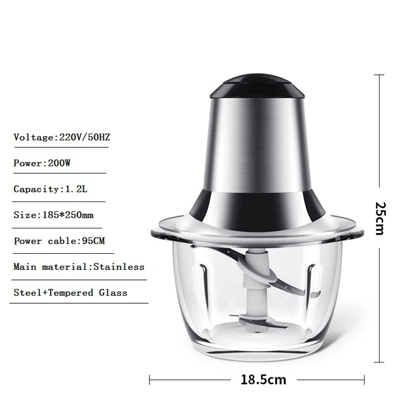 HIMOSKWA 1.2L wielofunkcyjny maszynka do mielenia mięsa 220V kuchnia przecinarka elektryczna mikser gospodarstwa domowego Mincer Chopper robot