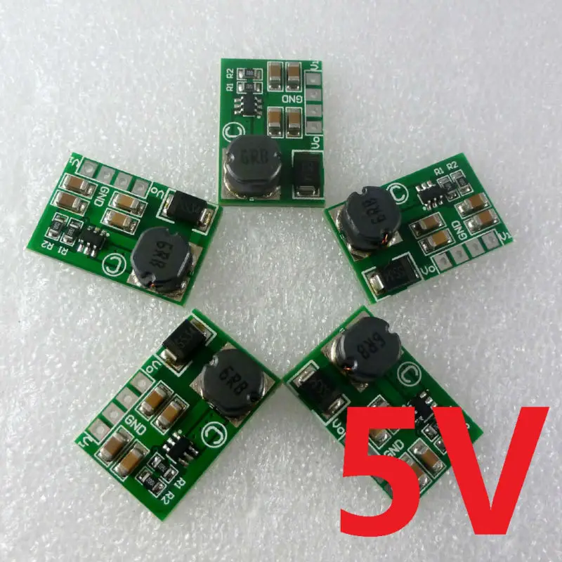 

5 Pcs High Efficiency 1.2MHz 2A Step Up Converter DC 3V 3.3V 3.7V To 5V Boost Voltage Regulator Module