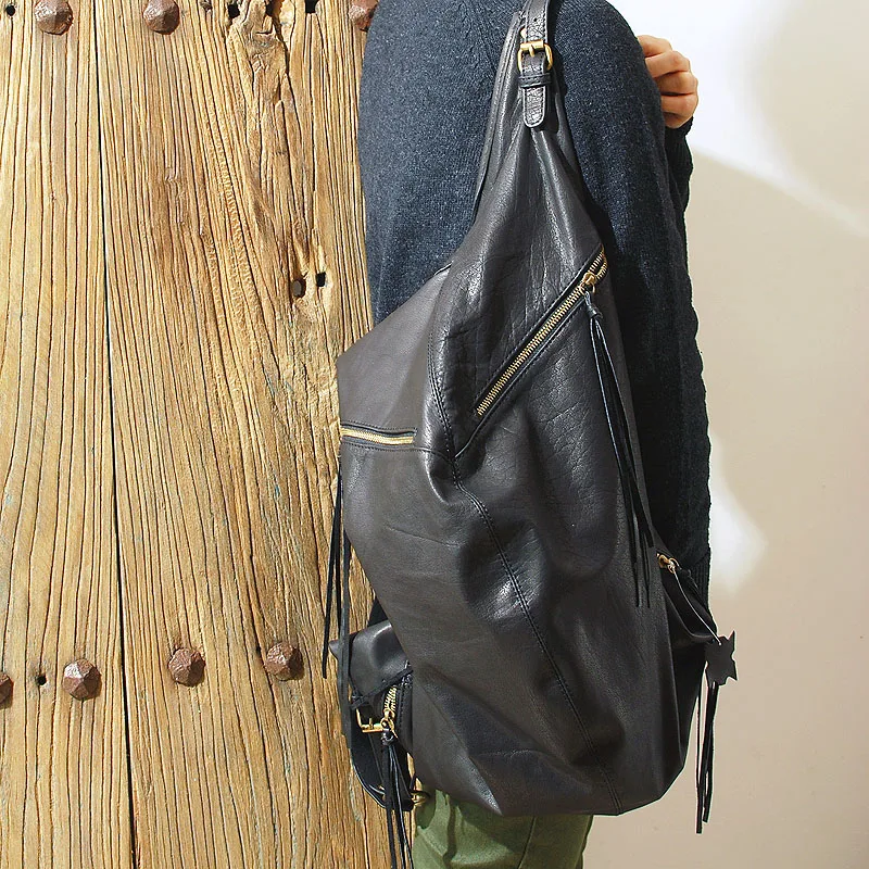 Vendang nova moda estilo europeu e americano artesanal de couro genuíno bolsa ombro/couro knapsack2059