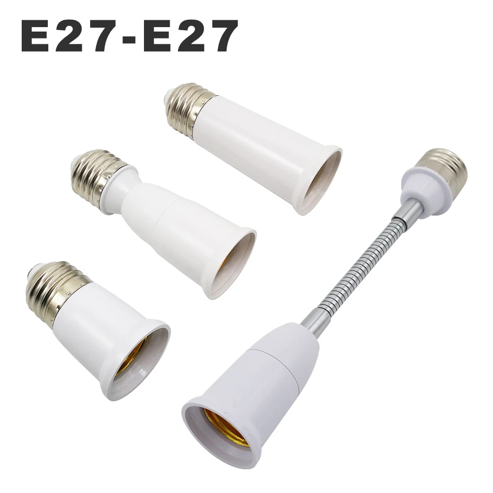 E27 ~ E27 램프베이스 익스텐더 65mm 95mm 197mm 램프 홀더 변환기 E27-E27 전구 용 난연성 램프 소켓 어댑터