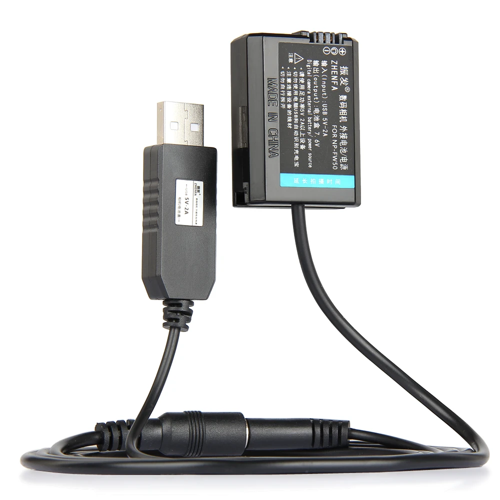 fw50 dummy battery 5V USB AC-PW20 Power Adapter For Sony A7M2 A7R2 A7S A7S2 NEX-7 5N F3 5R 6 3 Alpha 7R II Camera A3000 A5000