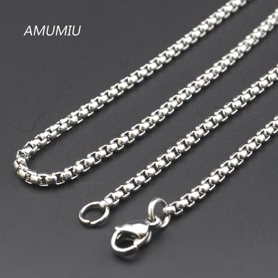 AMUMIU Promotion !  40/45/50/55/60/65/70cm,3mm Width 316L Stainless Steel For Women Men Fashion Chains Necklace MN002